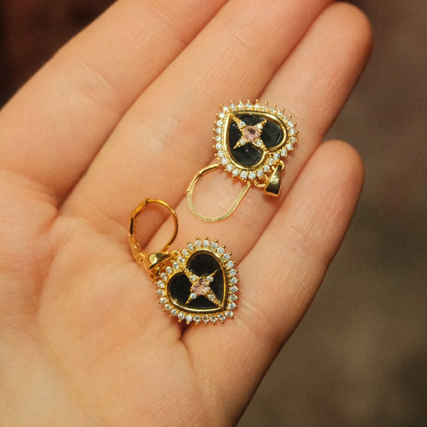 Midnight Heart Earrings