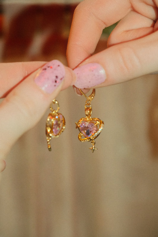 Pink Saturn Earrings