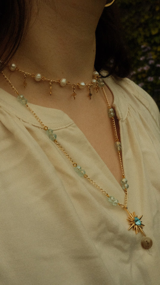 Aquamarine moonlight necklace