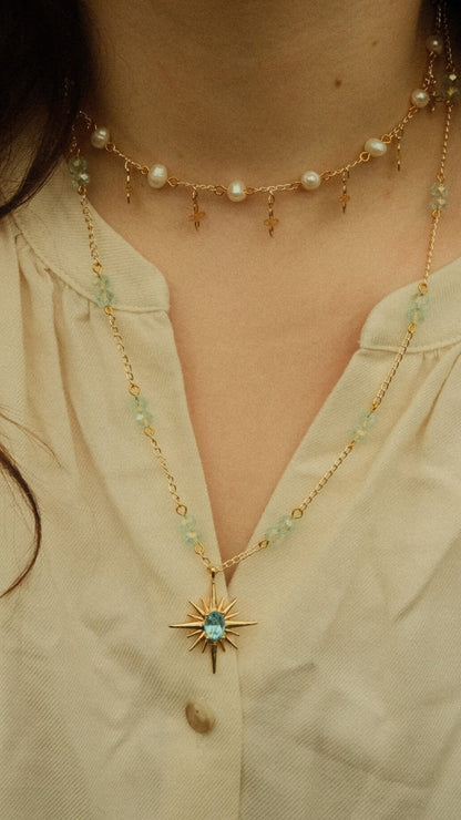 Aquamarine moonlight necklace